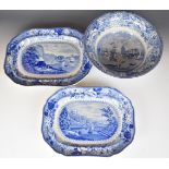 19thC blue and white transfer printed ware with named scenes of Bristol, Clifton and River Avon,
