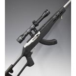Ruger Model 10/22 .22 semi-automatic rifle with composite skeleton stock, extended magazine, Tasco