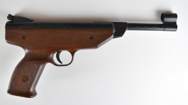 Weihrauch HW70 .177 target air pistol with shaped and chequered faux wood grips and adjustable