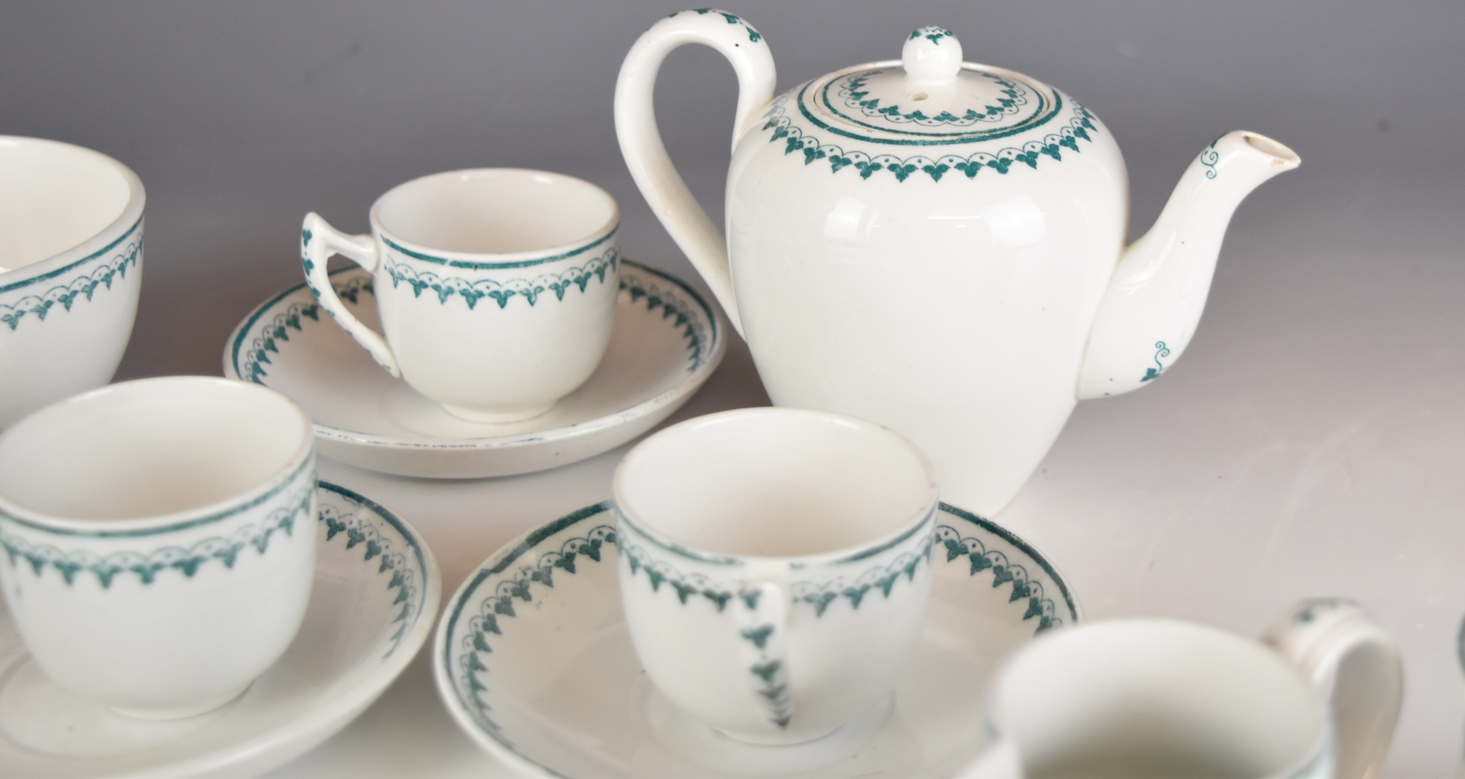 Copeland 19thC children's or toy / doll's house porcelain tea ware in two patterns, a sauce tureen - Image 11 of 12