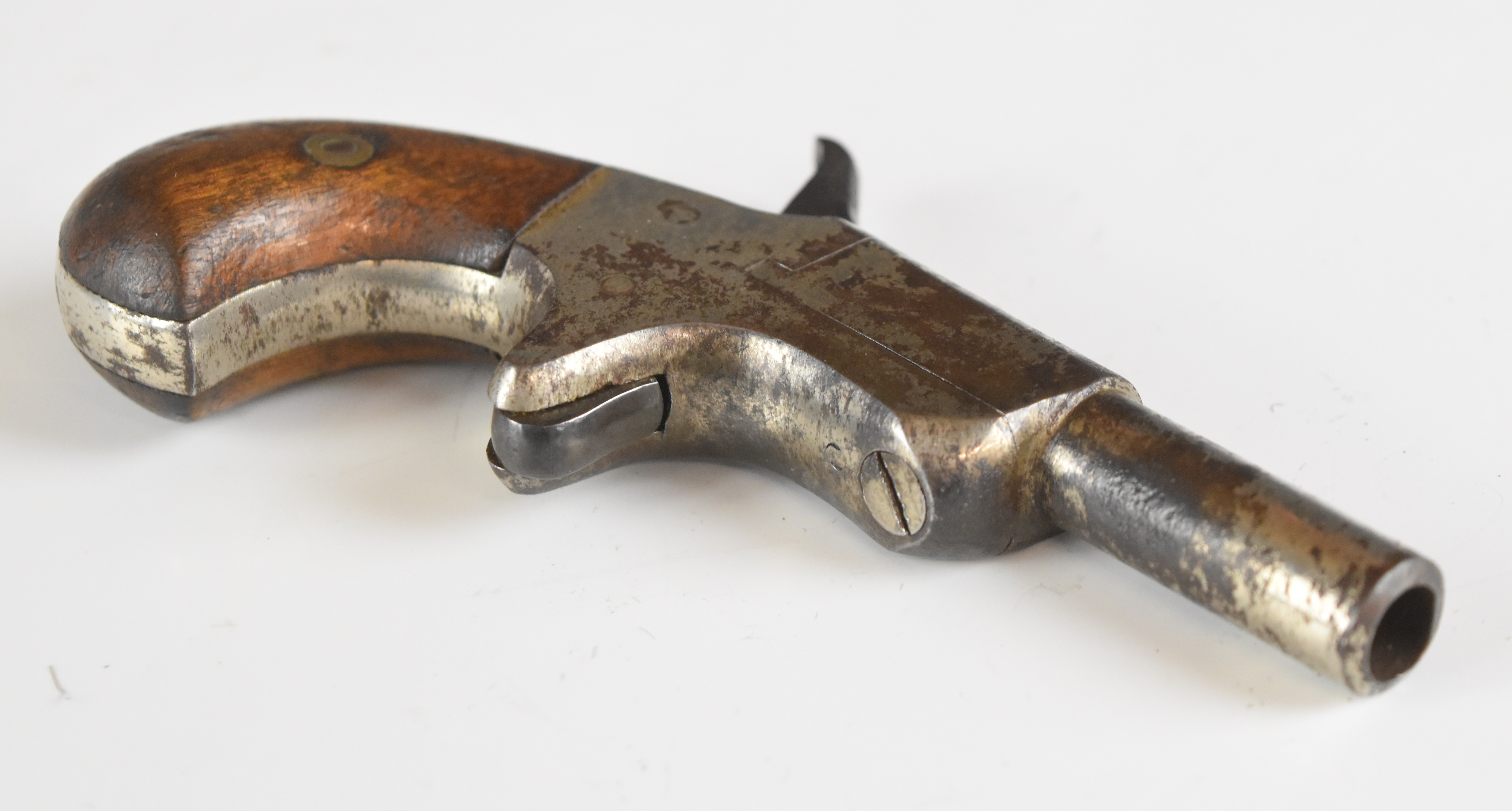 Derringer .30 rimfire pocket pistol with sheath trigger, wooden grips and 2.5 inch hand rotating - Image 4 of 11