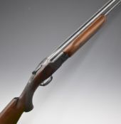 Miroku 12 bore over and under ejector shotgun with engraved locks, trigger guard, thumb lever and