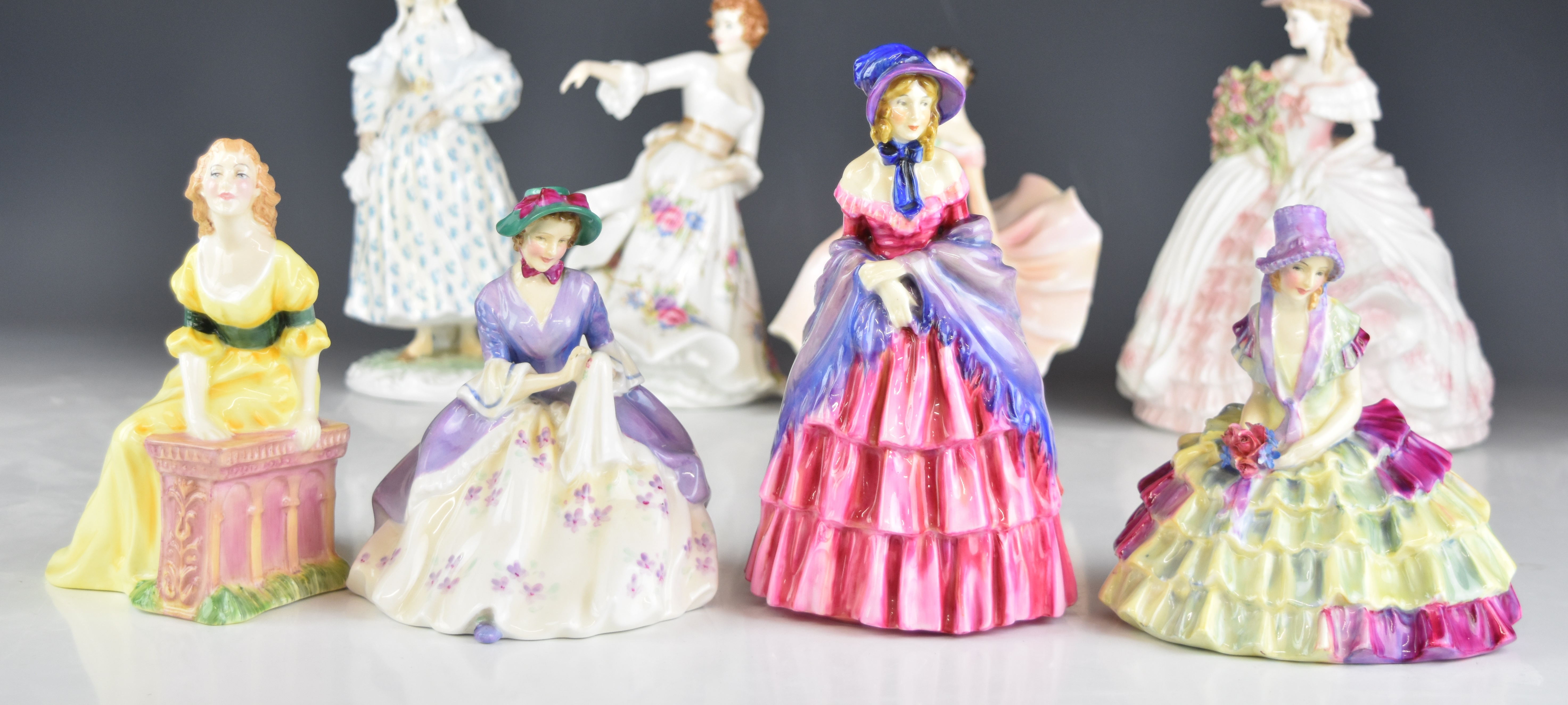 Large collection of Royal Doulton, Royal Worcester and Coalport figurines with limited edition and - Image 11 of 14