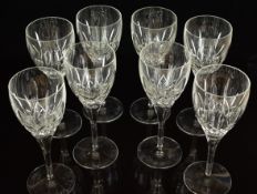 Waterford Crystal set of eight Lismore clear cut glass wine glasses, 22cm tall.