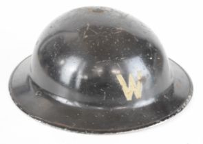 British WW2 'Brodie' helmet stamped RA II H.B.H. 1939 to inner rim, W to front with liner and strap