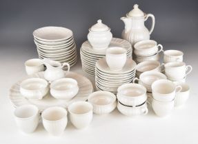 Berlin porcelain twelve place setting tea and coffee set with relief moulded decoration,
