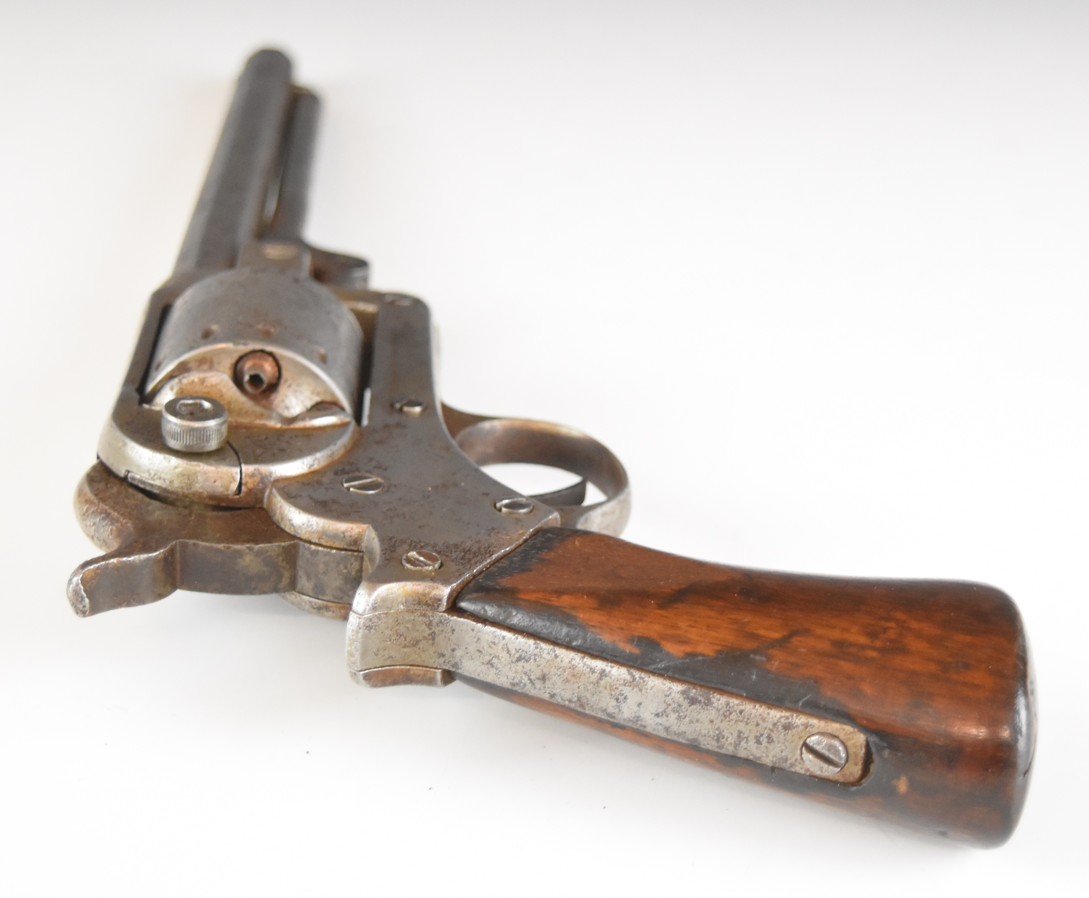 Starr Arms Co of New York .44 six-shot single-action percussion revolver with steel frame stamped to - Image 3 of 14