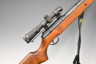 BSA Spitfire .22 air rifle with semi-pistol grip, raised cheek piece, sling, sound moderator and