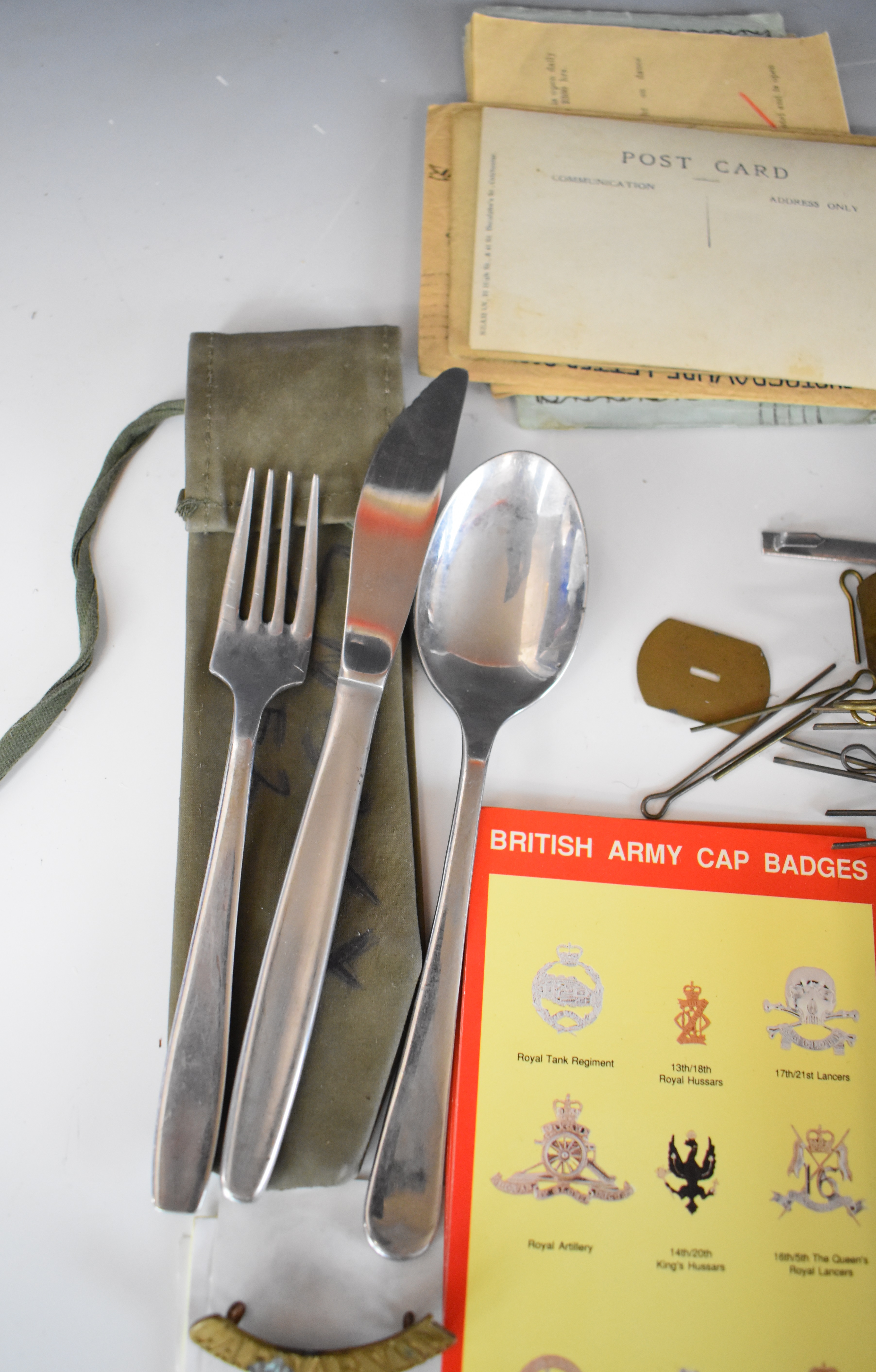Small collection of militaria related items including kit bag lock and key, trench art knife - Image 12 of 12