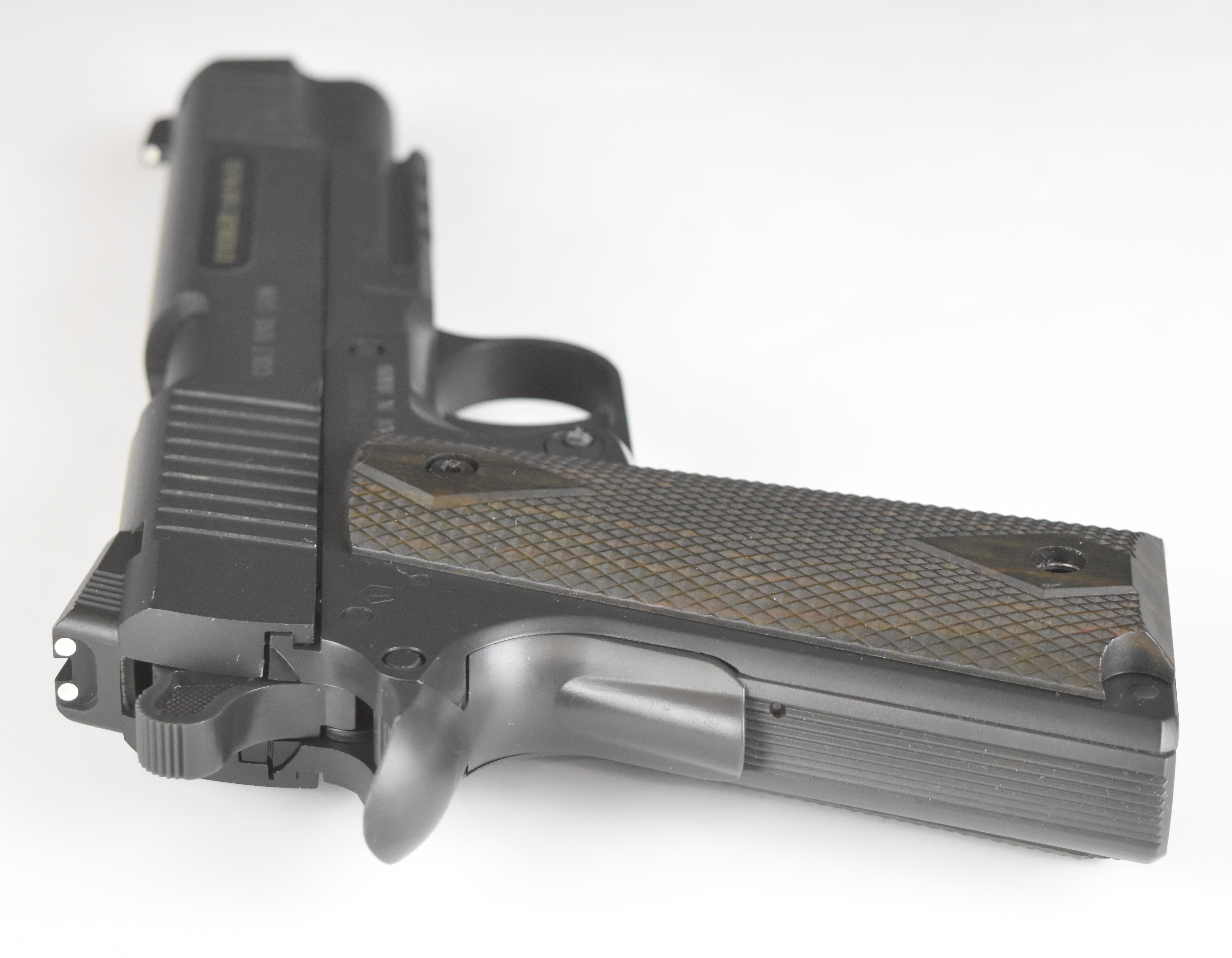 Colt 1911 Rail Gun NBB Series 6mm CO2 air pistol with chequered grips, 15 shot magazine and fixed - Image 4 of 14