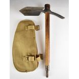 British WW2 entrenching tool dated 1941 with Chillington and broad arrow mark and cover dated 1943