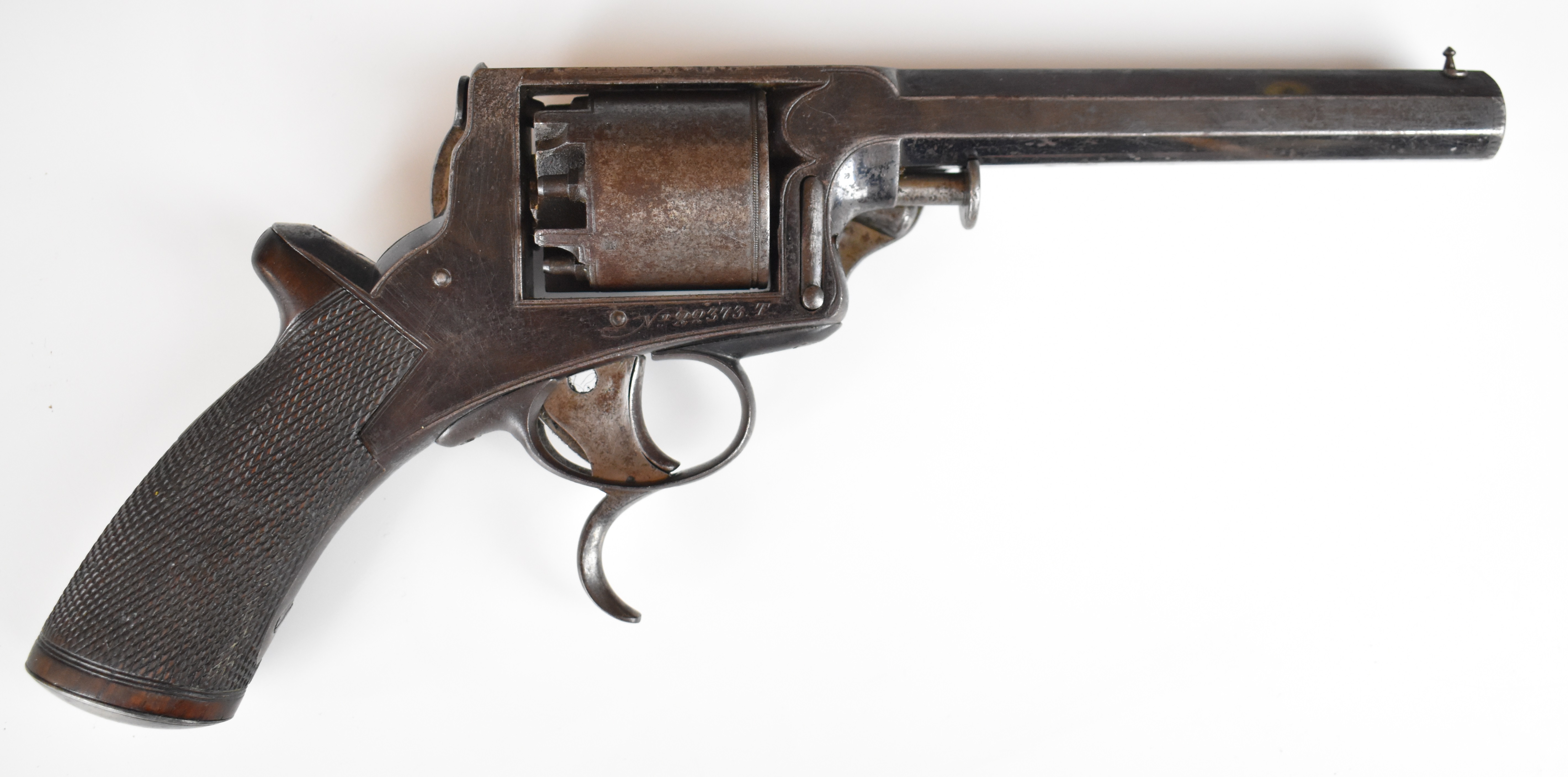 William Tranter's Patent 54 bore five-shot double-action revolver with line engraved frame marked ' - Image 2 of 18