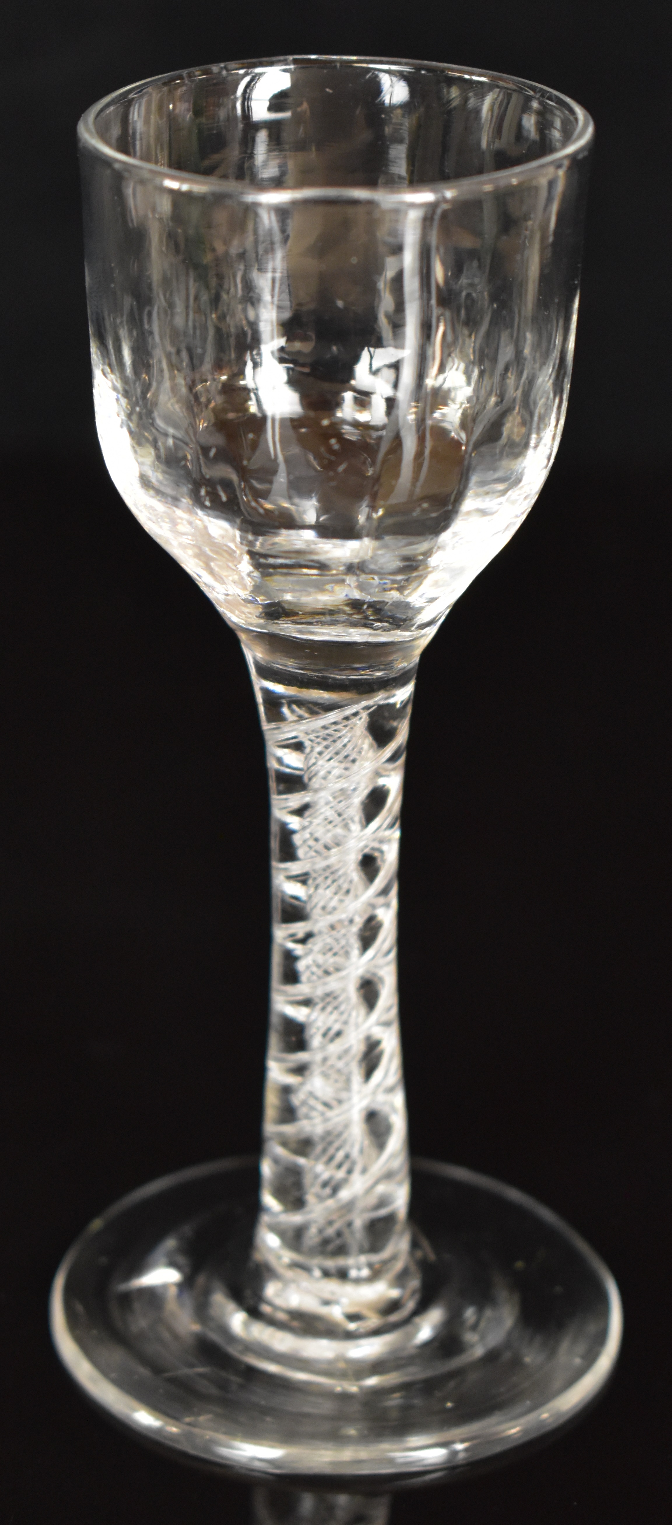 Three Georgian clear drinking glasses, one with cotton twist stem, one with air twist stem and the - Image 6 of 8