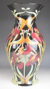 Moorcroft prestige vase 'In Praise of Poppies' with 'Trial 22-7-11' to base and label stating