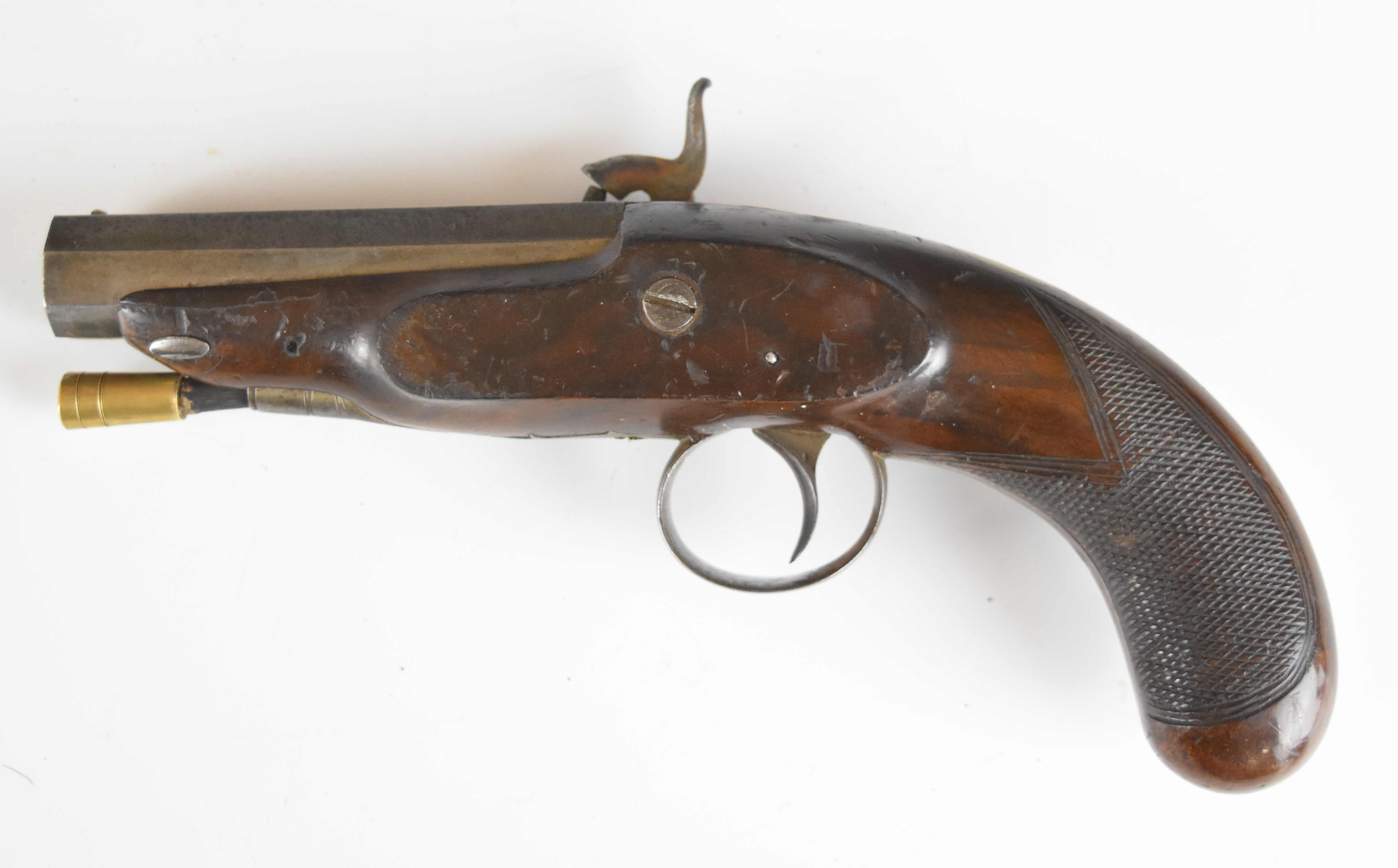 Bentley of London 36 bore percussion hammer action coat pistol with engraved lock, hammer, trigger - Image 2 of 10
