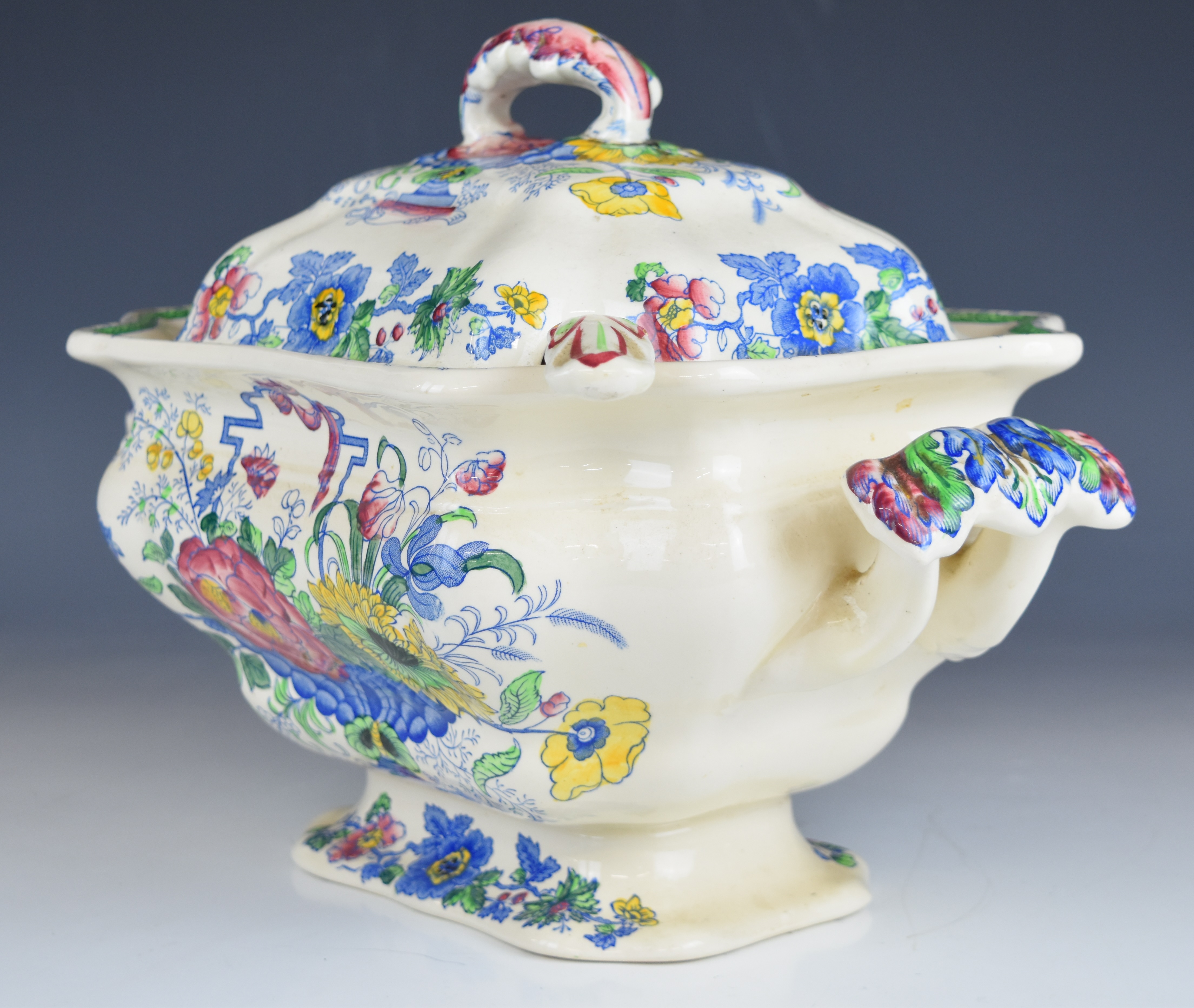 Mason's twin handled pedestal tureen, ladle and underplate decorated in the Strathmore pattern, - Image 3 of 11