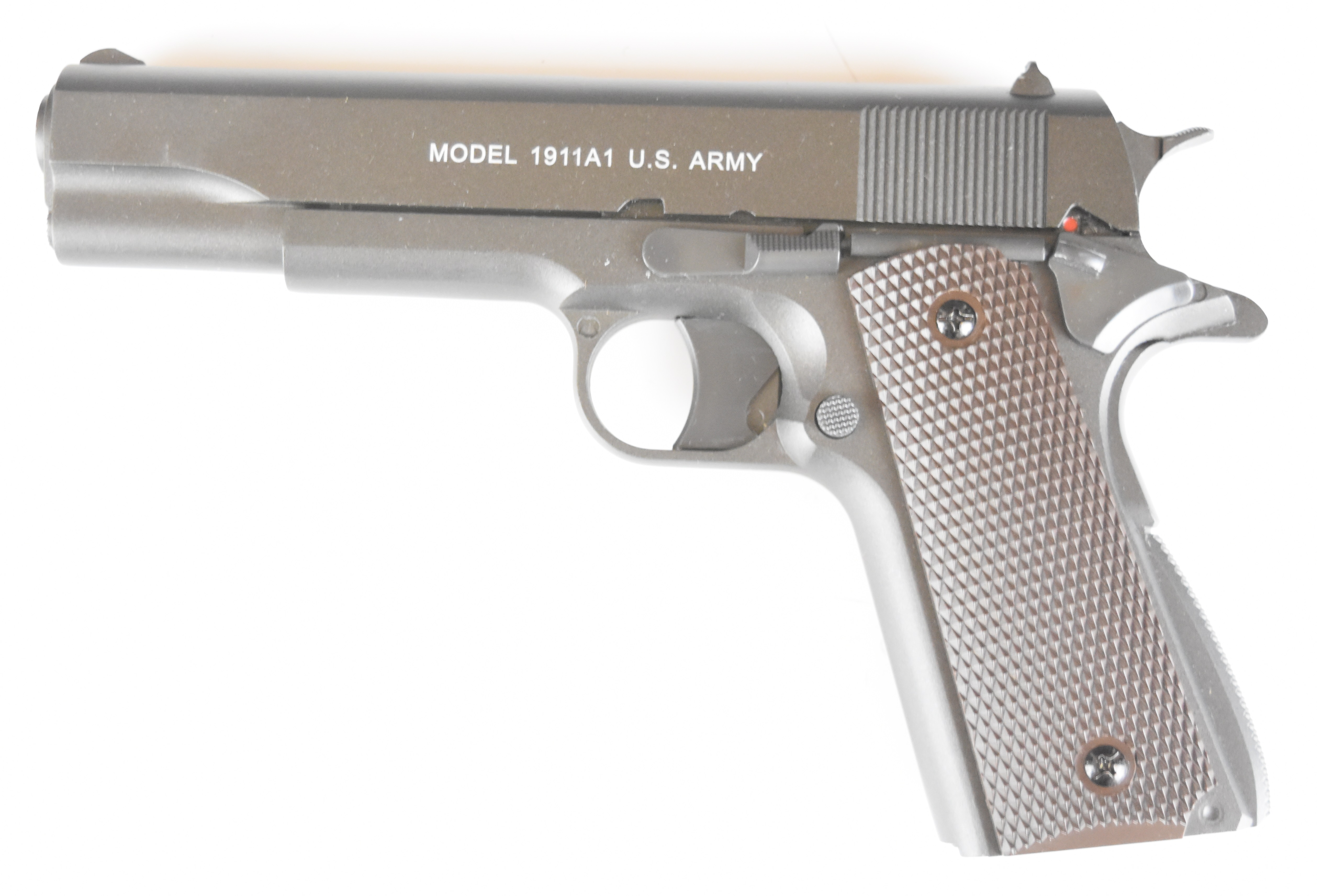 Cybergun Auto-Ordnance 1911 A1 US Army .177 CO2 air pistol with chequered faux wooden grips and - Image 3 of 34