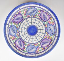 Frederick Rhead for Crown Ducal Art Deco charger with tube lined decoration, diameter 35.5cm