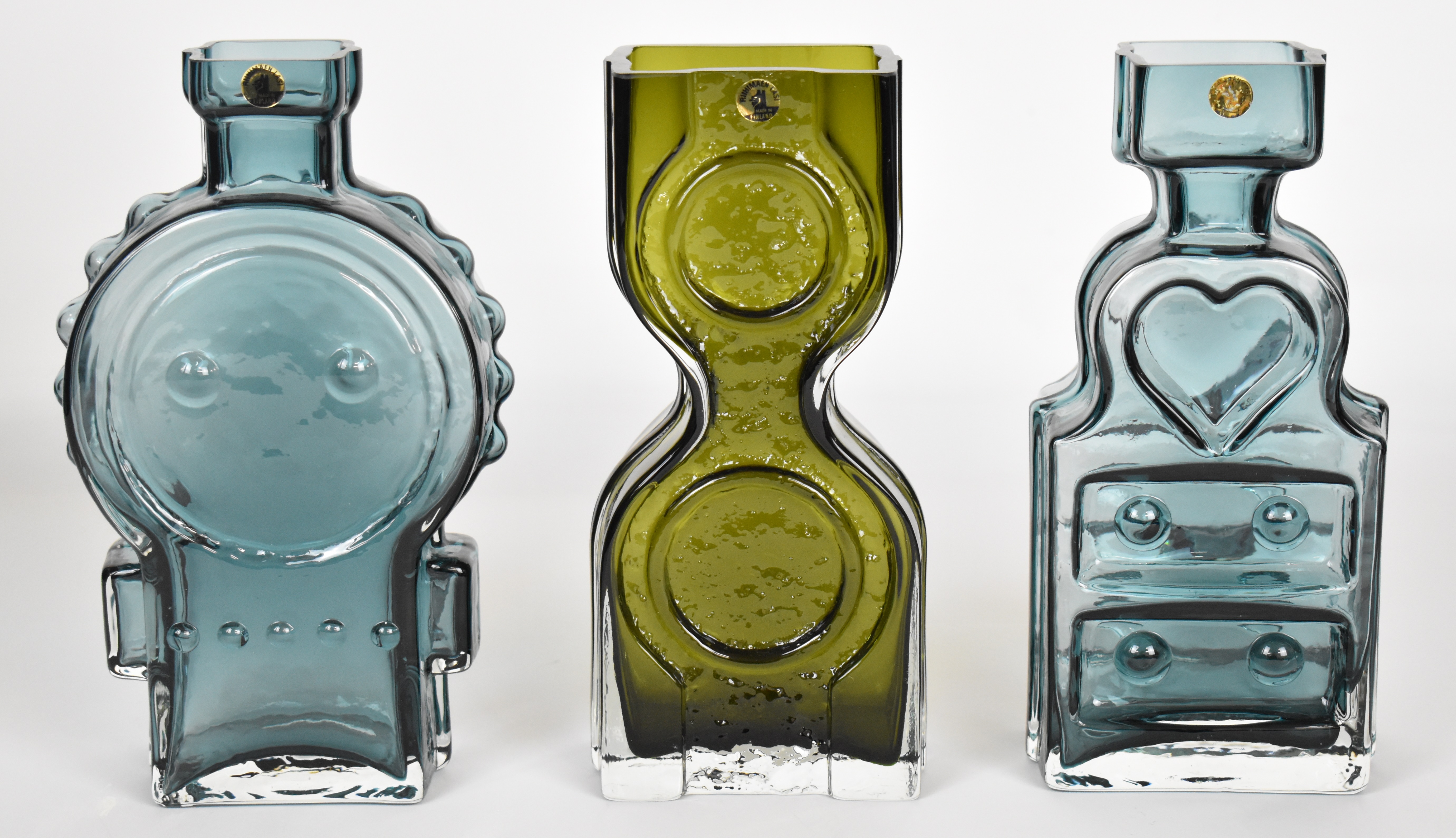 Three Helena Tynell for Riihimaen Lasi Riihimaki glass vases comprising Piironki Chest of Drawers, - Image 5 of 8