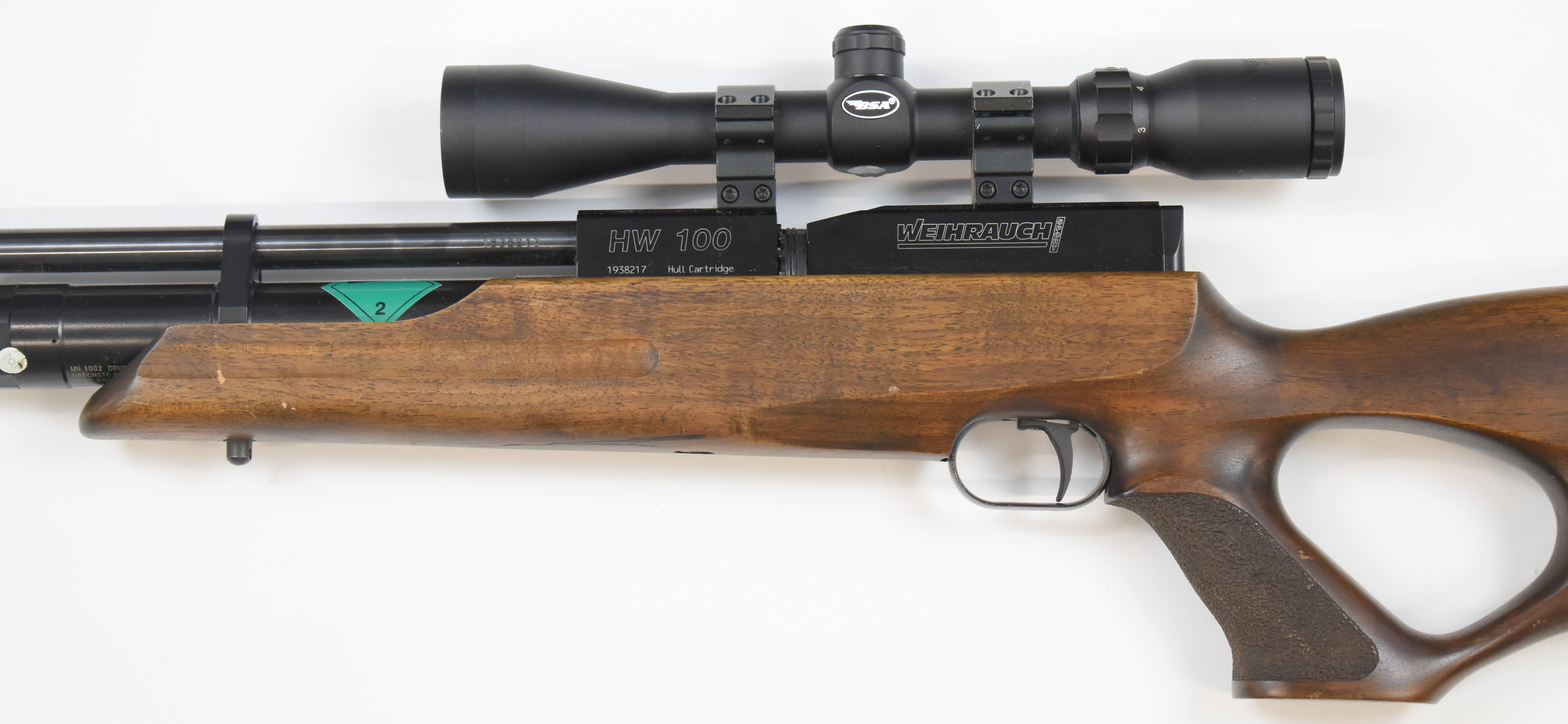 Weihrauch HW100 .22 PCP air rifle with textured semi-pistol grip, raised cheek piece, adjustable - Image 8 of 11