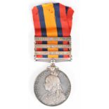 Queen's South Africa Medal with clasps for Talana, Defence of Ladysmith and Orange Free State