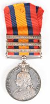 Queen's South Africa Medal with clasps for Talana, Defence of Ladysmith and Orange Free State