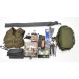 Carp / coarse fishing tackle including Pro Master 8ft 2.5lb rod, waistcoat, bag, Mitchell Avocet