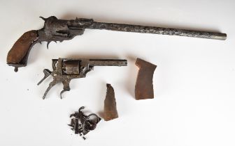 Two revolvers comprising a Tranter 120 bore 5-shot double-action revolver and a pin-fire long barrel