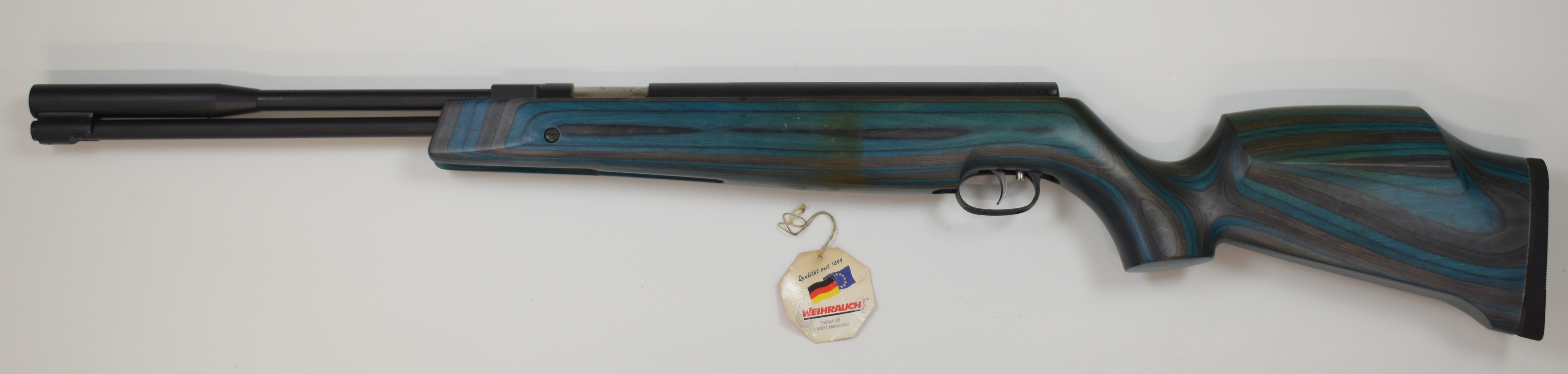 Weihrauch HW97K .177 underlever air rifle with blue laminated show wood stock, semi-pistol grip, - Image 7 of 10