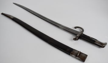 Denmark 1867 pattern bayonet for Remington rifle stamped 15717 and D9.125 to crosspiece and Gerb