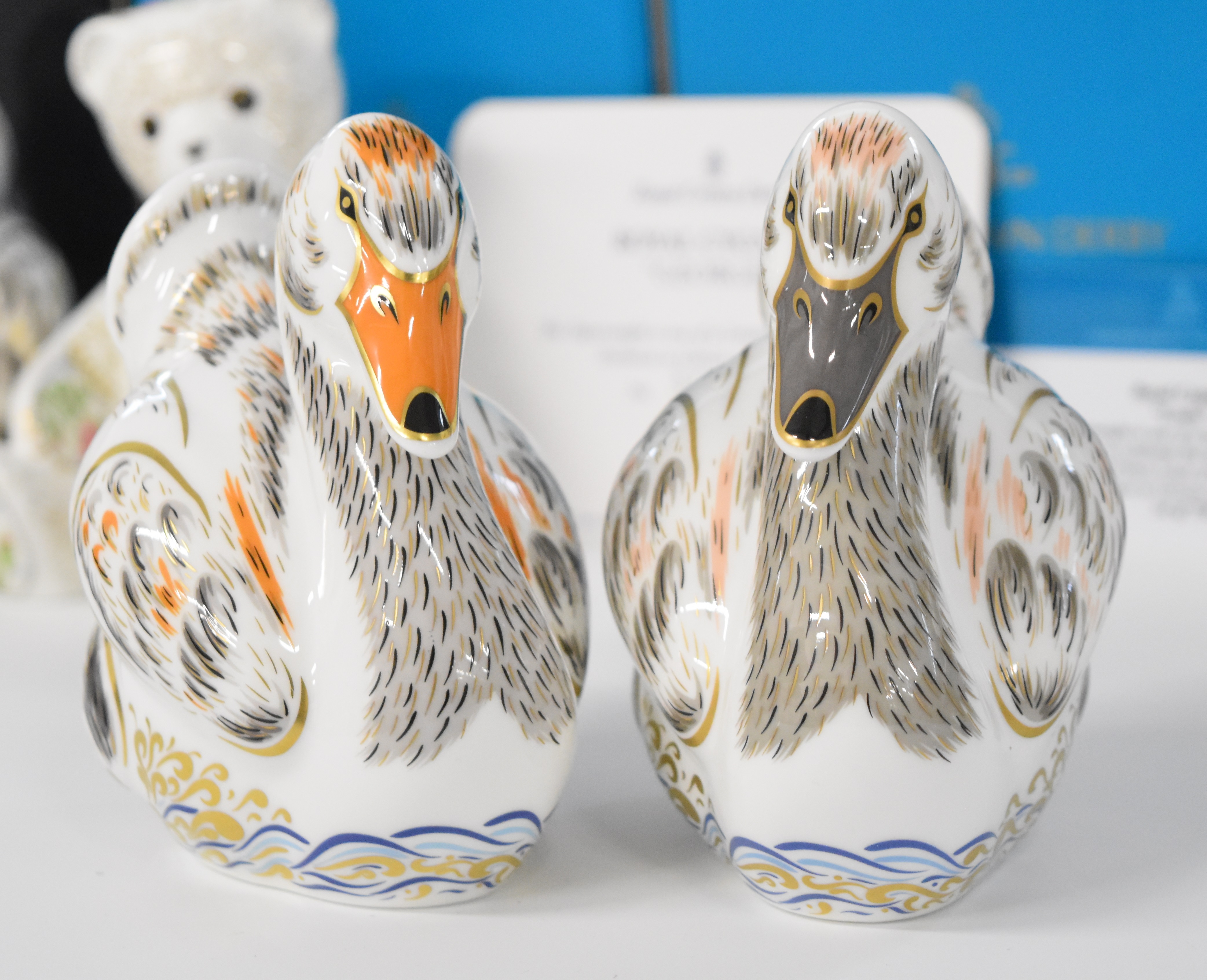 Five Royal Crown Derby Royalty related paperweights comprising Royal Cygnets, George, Charlotte, - Image 6 of 8