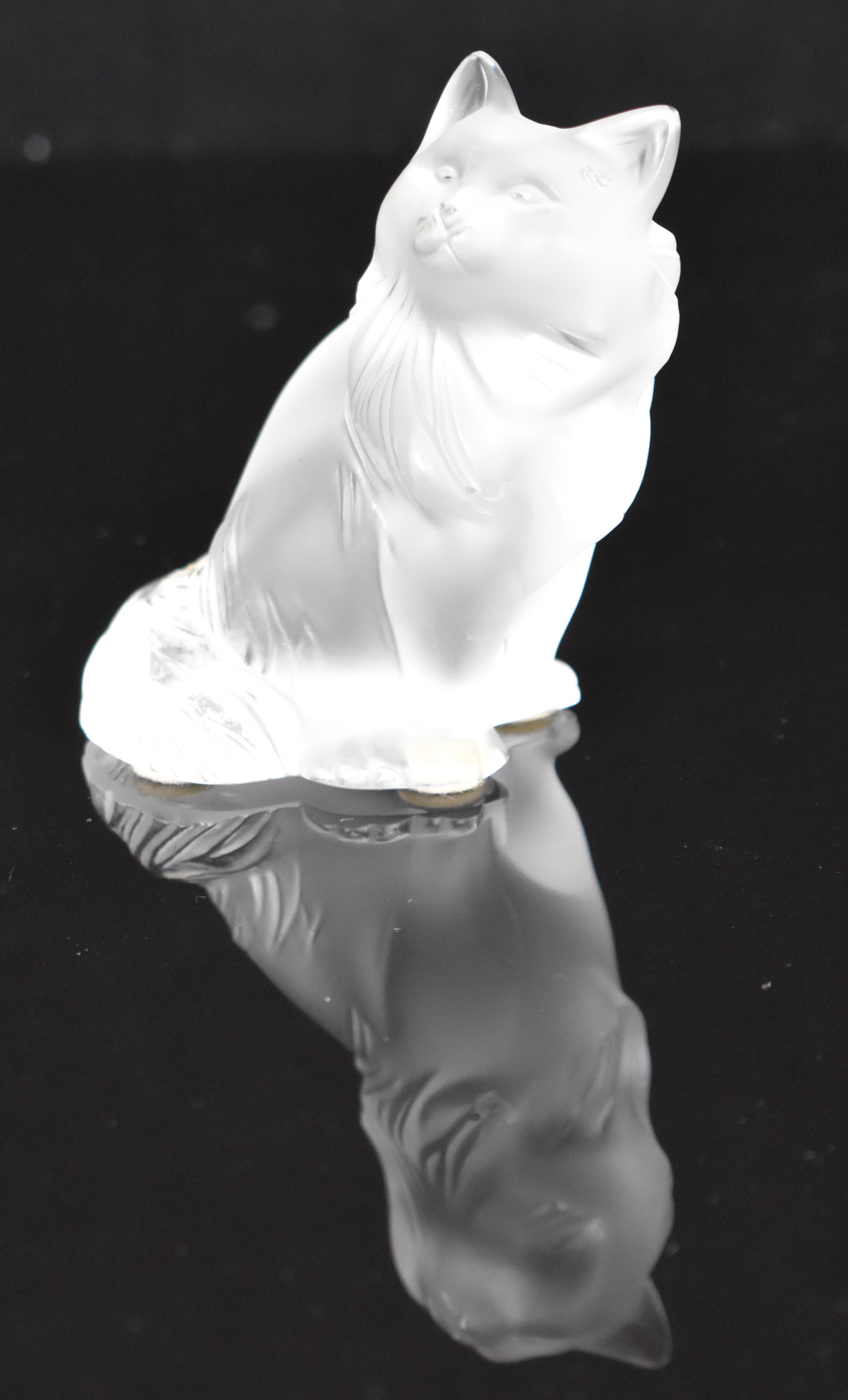 Lalique Heggie frosted glass paperweight in the form of a seated cat, signed 'Lalique France' to - Image 6 of 10