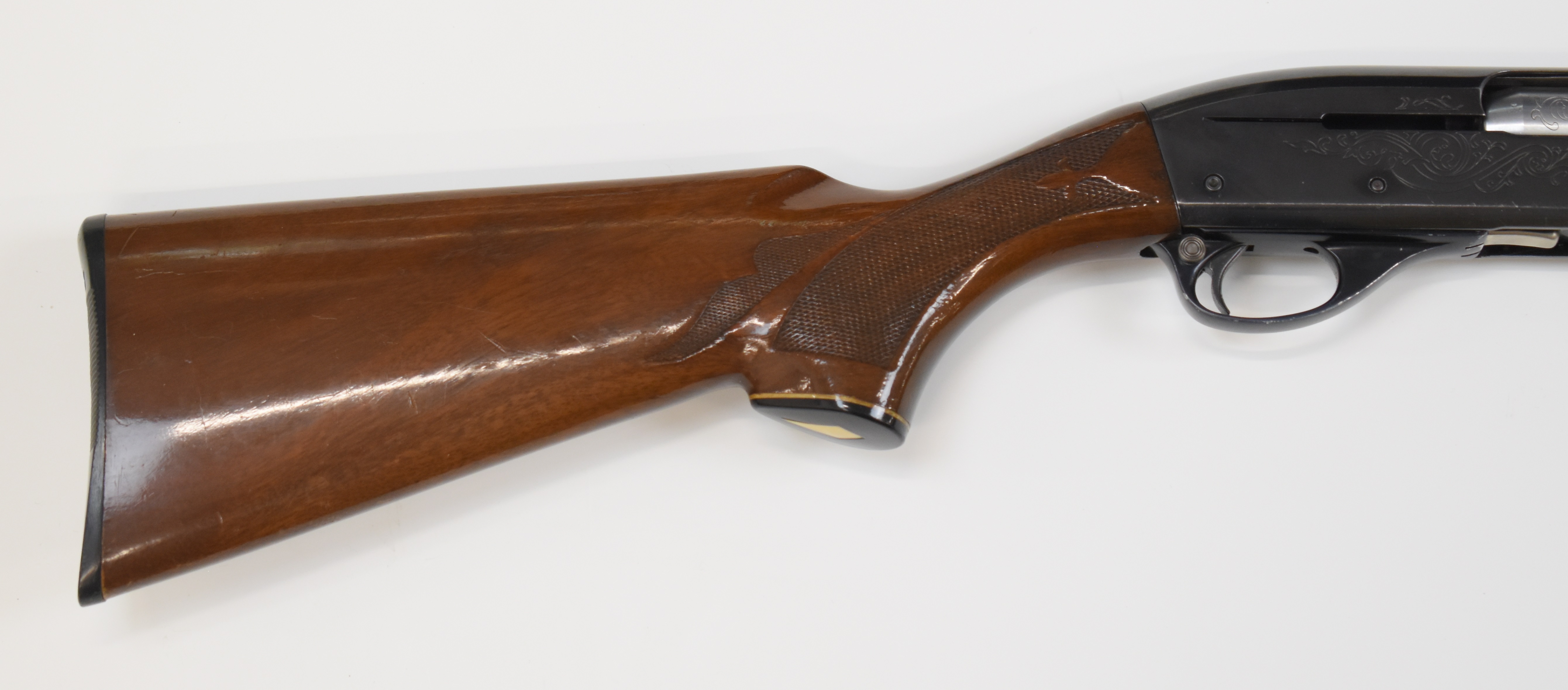 Remington Model 1100 12 bore 3-shot semi-automatic shotgun with ornately carved and chequered semi- - Image 3 of 10