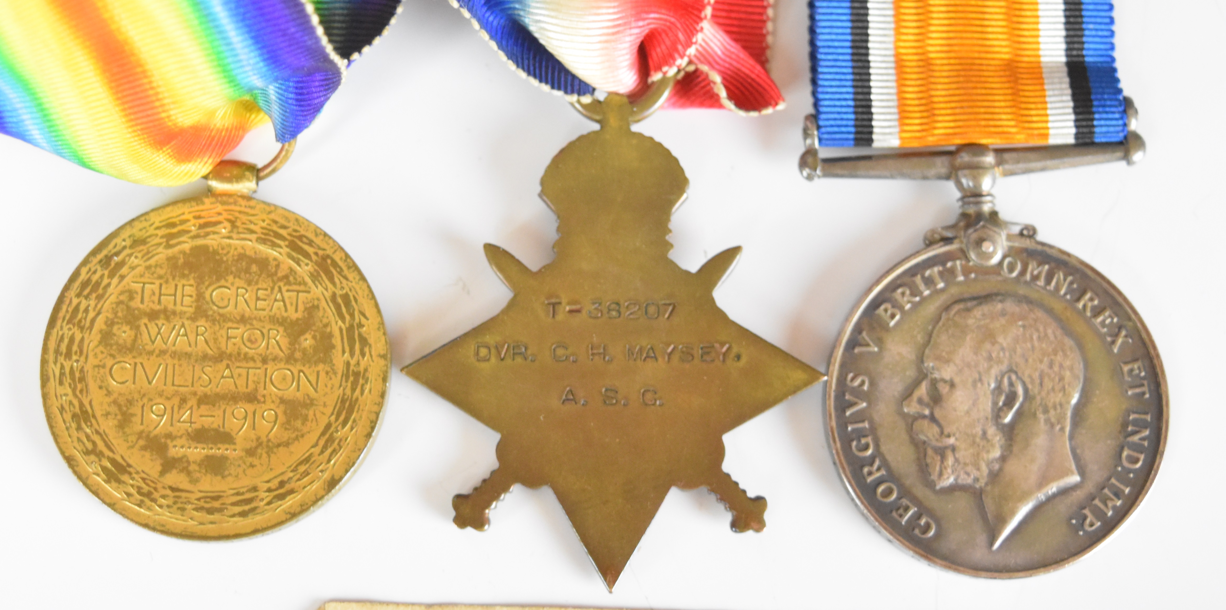 British Army WW1 medal trio comprising 1914/1915 Star, War Medal and Victory Medal named to 38207 - Image 3 of 11
