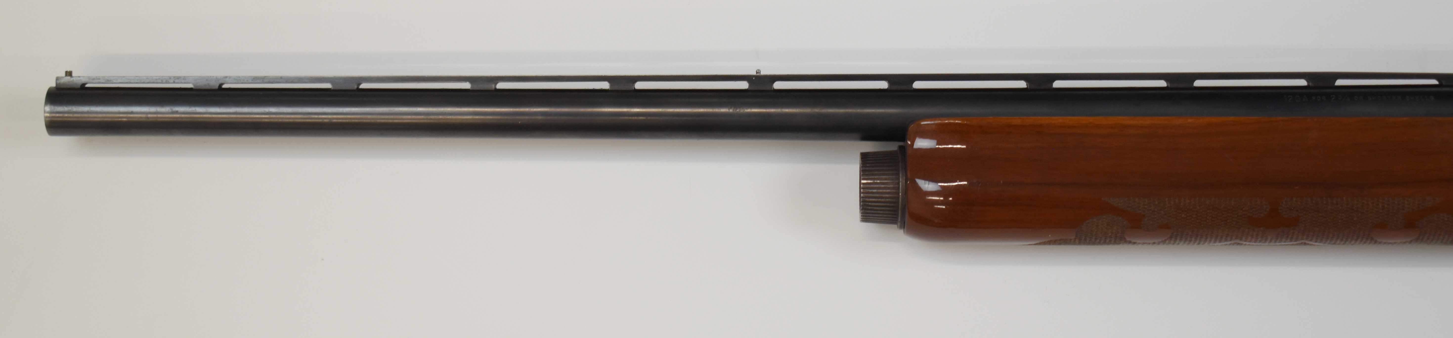 Remington Model 1100 12 bore 3-shot semi-automatic shotgun with ornately carved and chequered semi- - Image 9 of 10