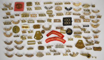 Large collection of approximately 90 British Army shoulder titles including 9th Middlesex,