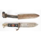 German Nazi Third Reich Hitler Youth dagger with RZM and M7/60 to ricasso, 11.5cm blade, scabbard
