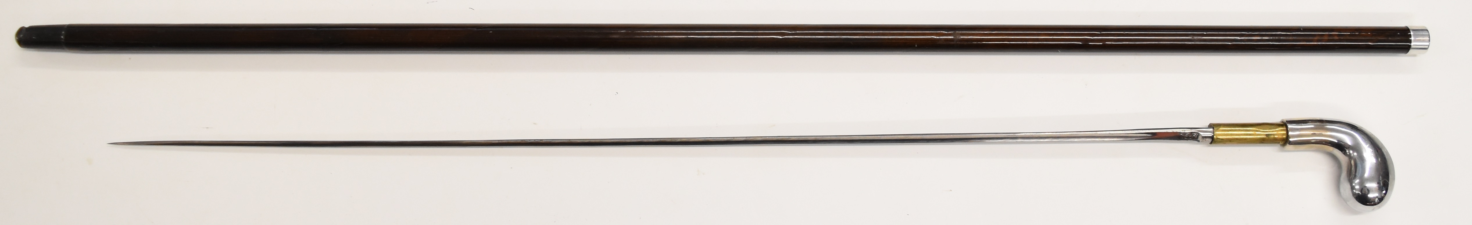 Swordstick with Prieur to the 65cm blade, overall length 84cm. PLEASE NOTE ALL BLADED ITEMS ARE
