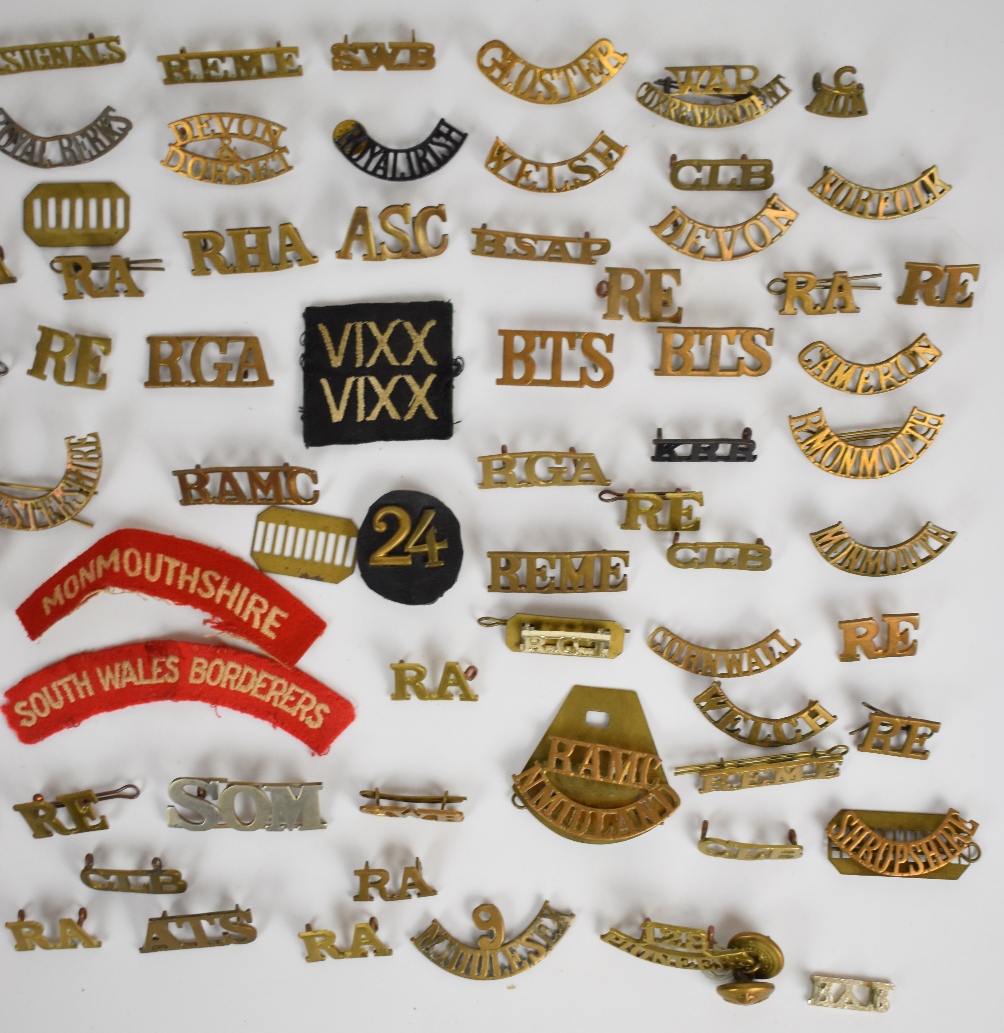 Large collection of approximately 90 British Army shoulder titles including 9th Middlesex, - Image 6 of 6