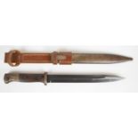 German 84/98 pattern bayonet, P Weyersburg to ricasso, with wooden grips, flashguard, 25cm