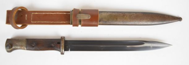 German 84/98 pattern bayonet, P Weyersburg to ricasso, with wooden grips, flashguard, 25cm