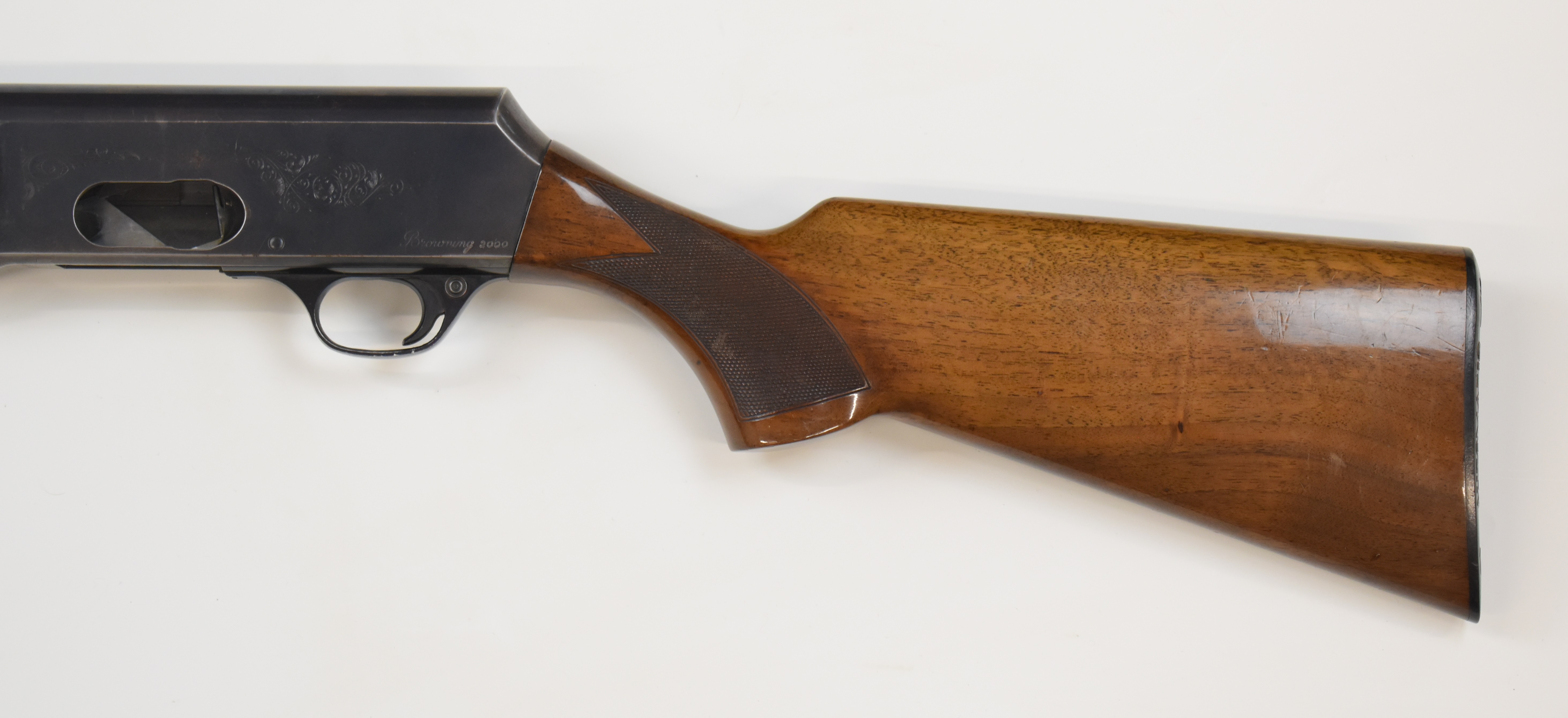 Browning 2000 12 bore 3-shot semi-automatic shotgun with named and engraved lock, chequered semi- - Image 9 of 11