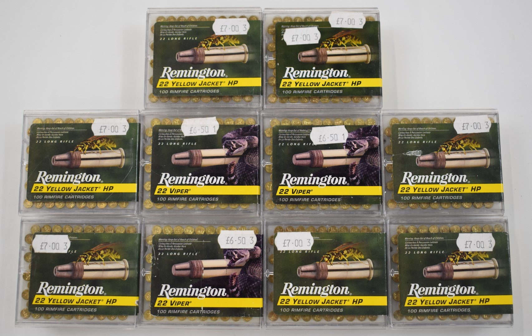 One-thousand .22 Remington Yellow Jacket and Viper rifle cartridges, all in original boxes. PLEASE