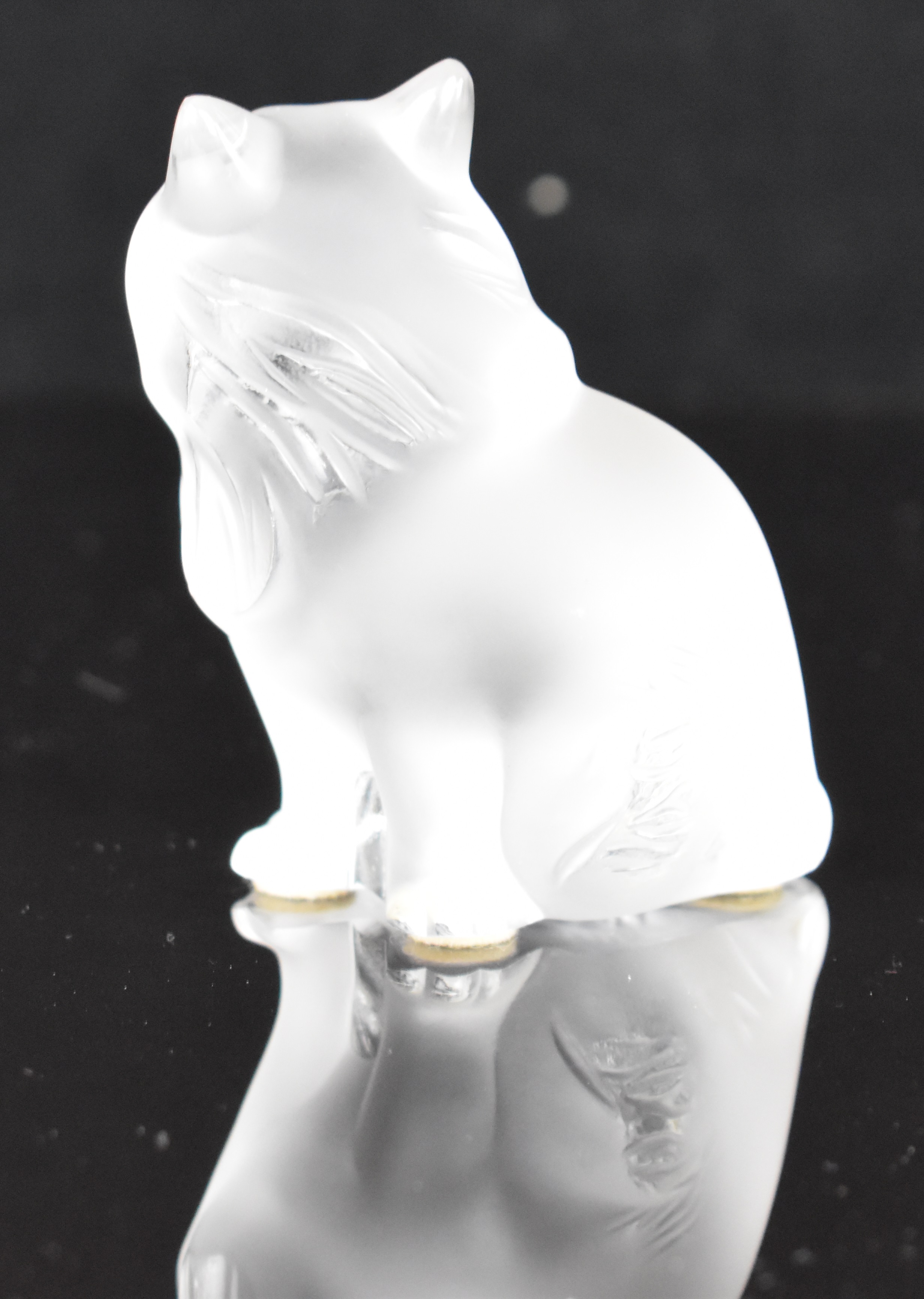 Lalique Heggie frosted glass paperweight in the form of a seated cat, signed 'Lalique France' to - Image 8 of 10