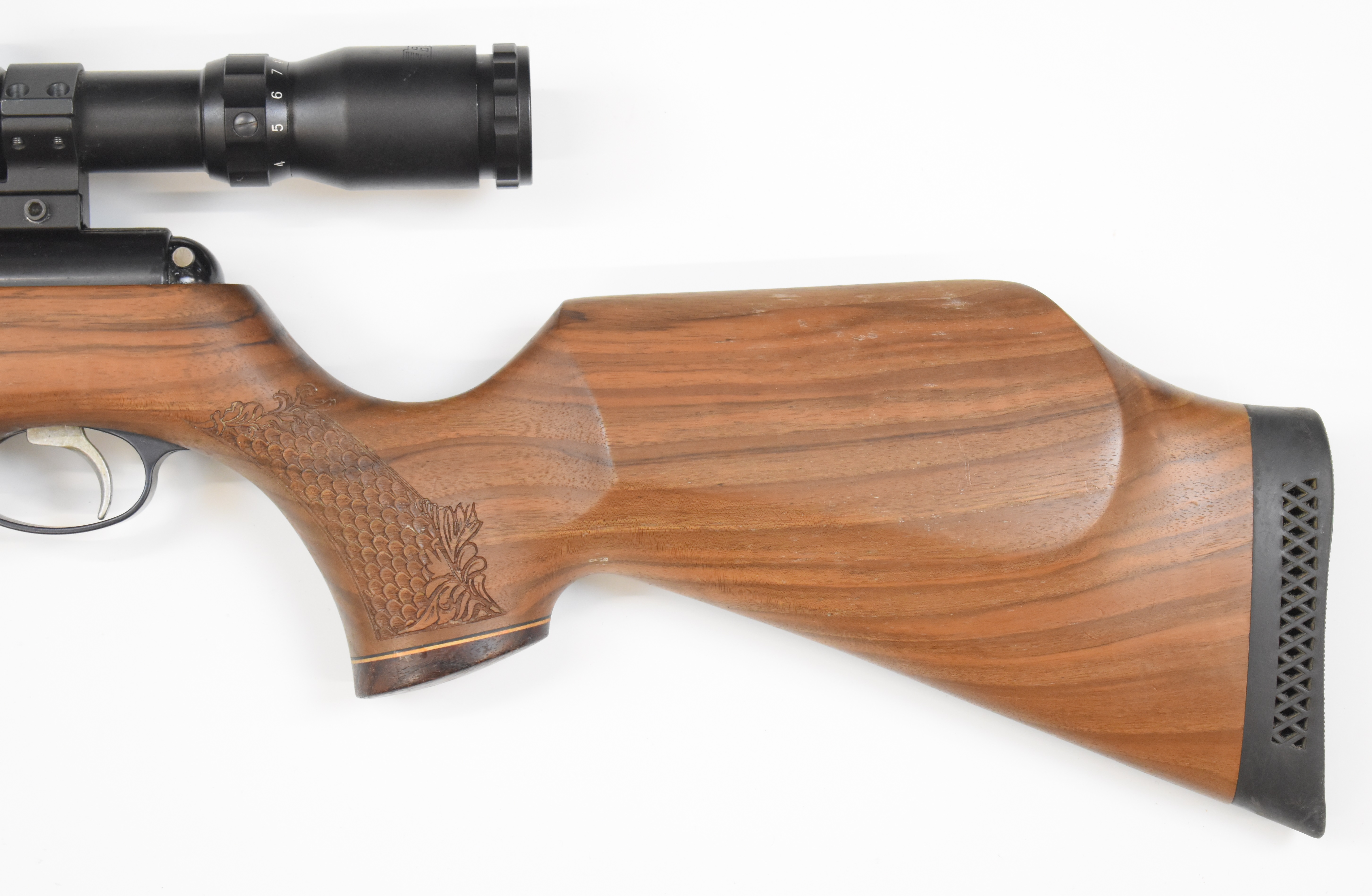 Air Arms TX200 .22 under-lever air rifle with carved semi-pistol grip and forend, adjustable - Image 7 of 9