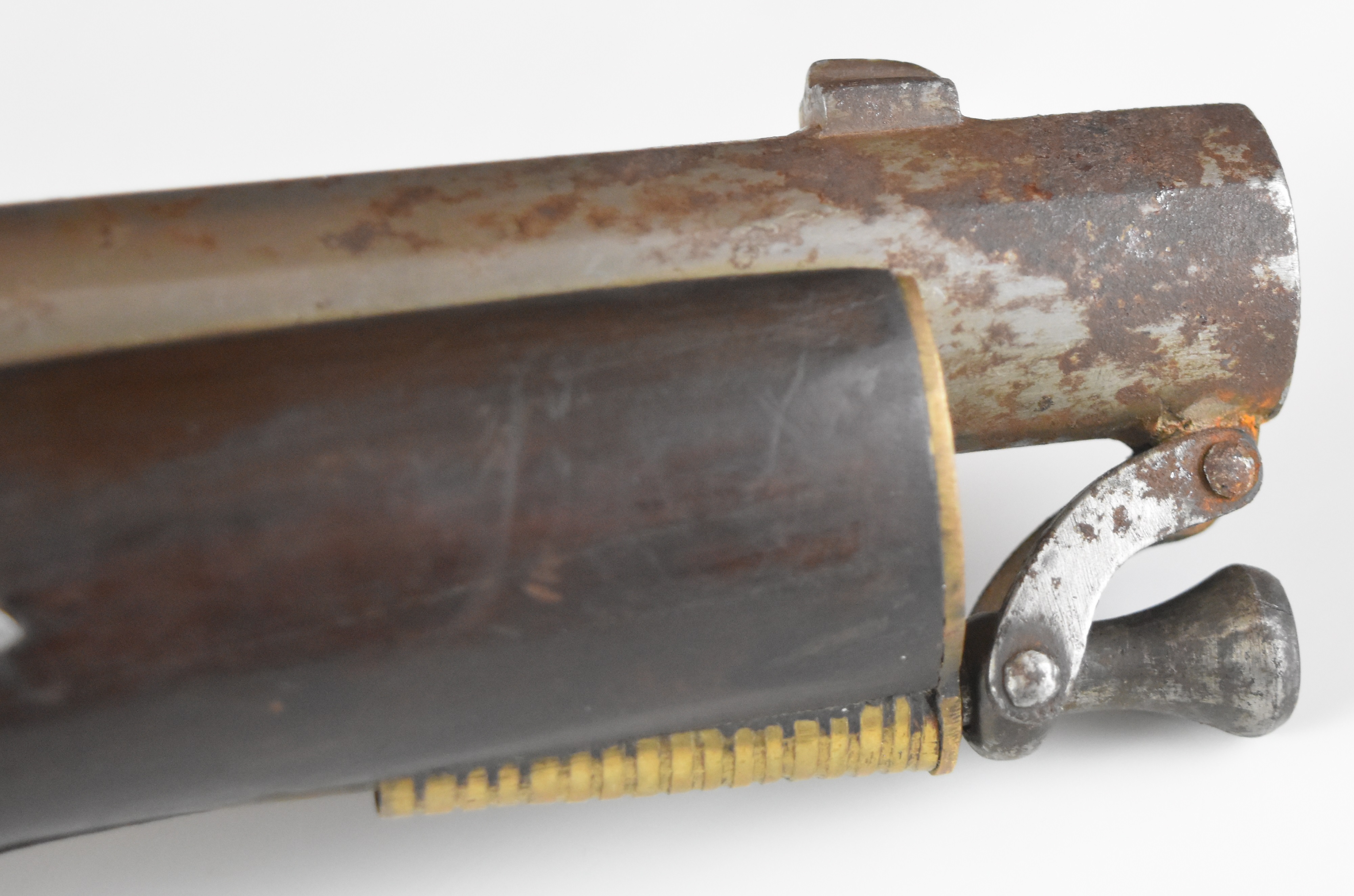 Enfield percussion hammer action sea-service pistol with lock stamped '1858 Enfield' brass trigger - Image 11 of 12