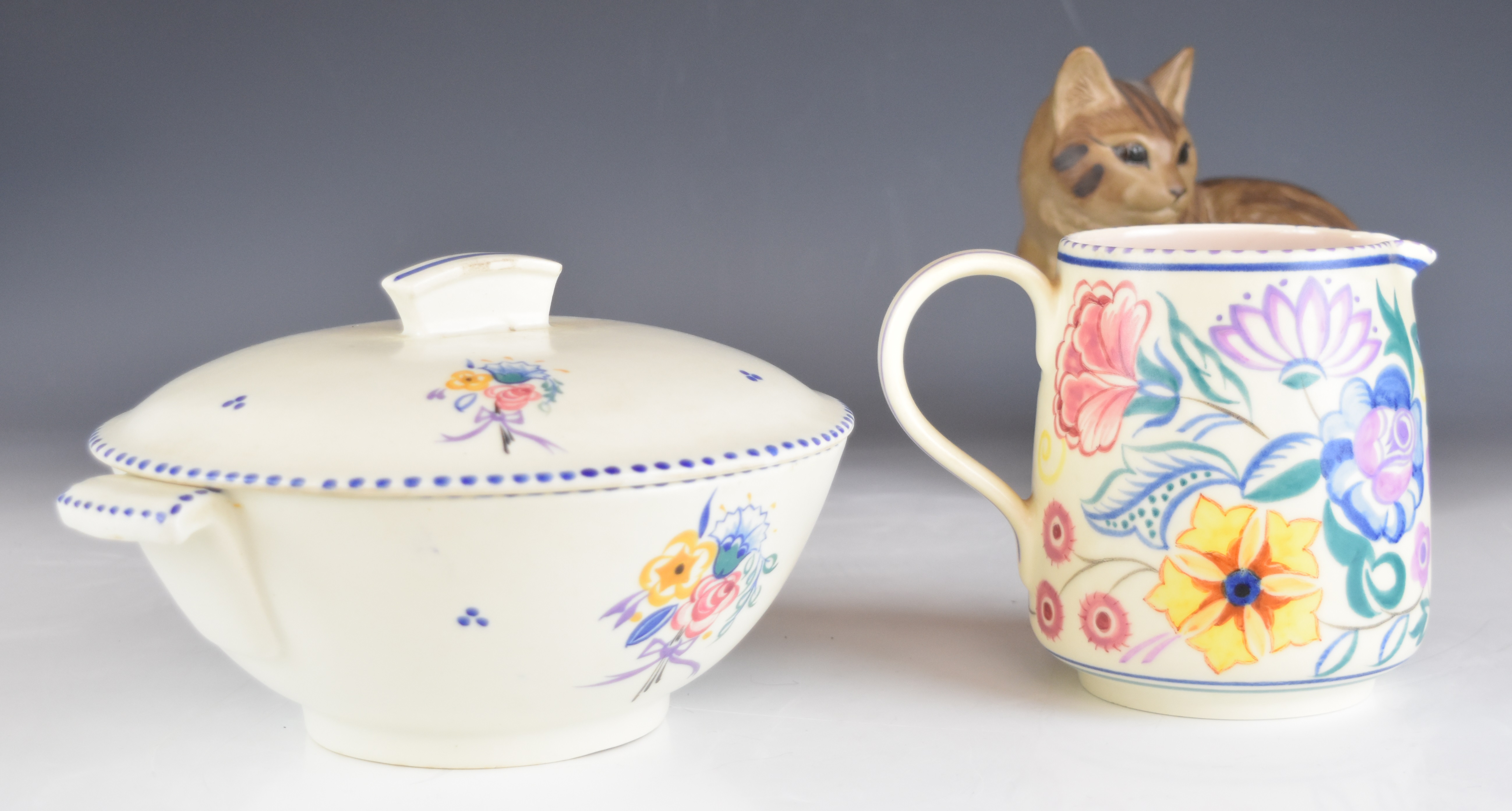 Poole pottery including small Delphis plaque, casserole / steamer, jugs and B Linley Adams signed - Image 8 of 9