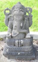 Lava stone sculpture elephant deity, from the Borobadur temple area, Java, Indonesia, height 82cm
