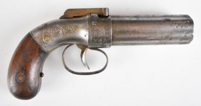 Allen & Thurber .32 six-shot bar hammer action pepperbox revolver/ pistol with engraved lock, hammer