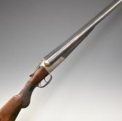 W & J Davis 12 bore side by side shotgun with engraved locks, underside, trigger guard, top plate,